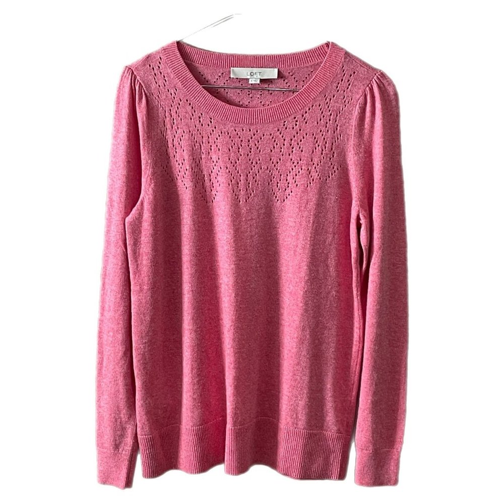 Loft Everyday Lightweight Pink Sweater Woman’s Size Small Long Sleeve Cutout